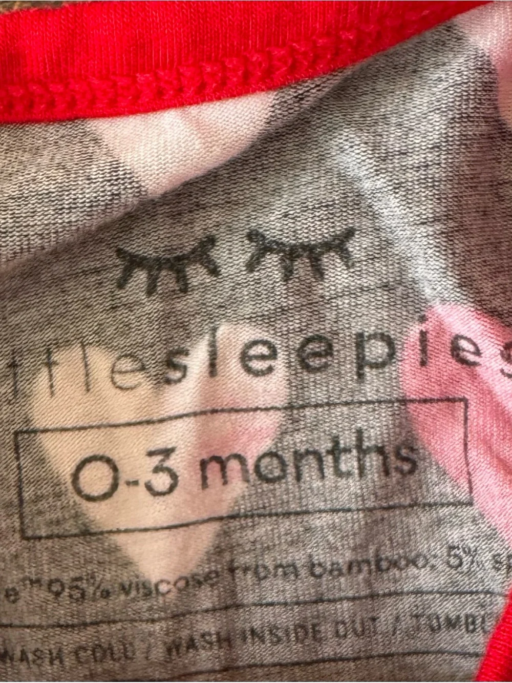 Little Sleepies Black Pajamas with White Hearts & Red LOVE Accents Size 0-3 mths